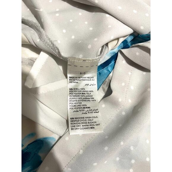 Cami Y2K top reversible polka dots floral blue romantic spring summer women S - Picture 4 of 5